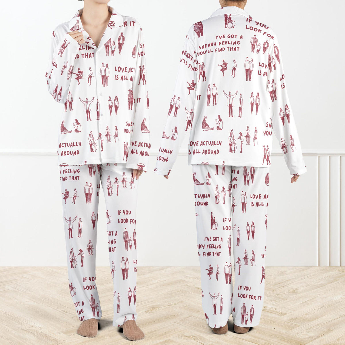 Love Actually Is All Around Pajama Set For Women And Kids Romantic Movie Pjs Christmas Couple Pjs Cozy Satin Pjs Holiday Gift For Fans 1762402795261.jpg
