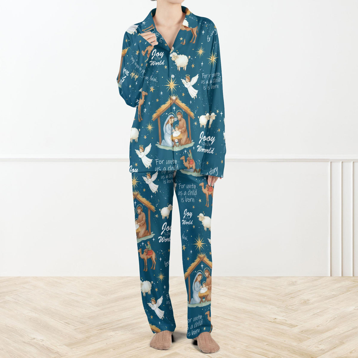Nativity Christian Christmas Pajama Set Holy Family Sleepwear Christian Christmas Pjs Joy To The World Holiday Outfit 1762403212580.jpg