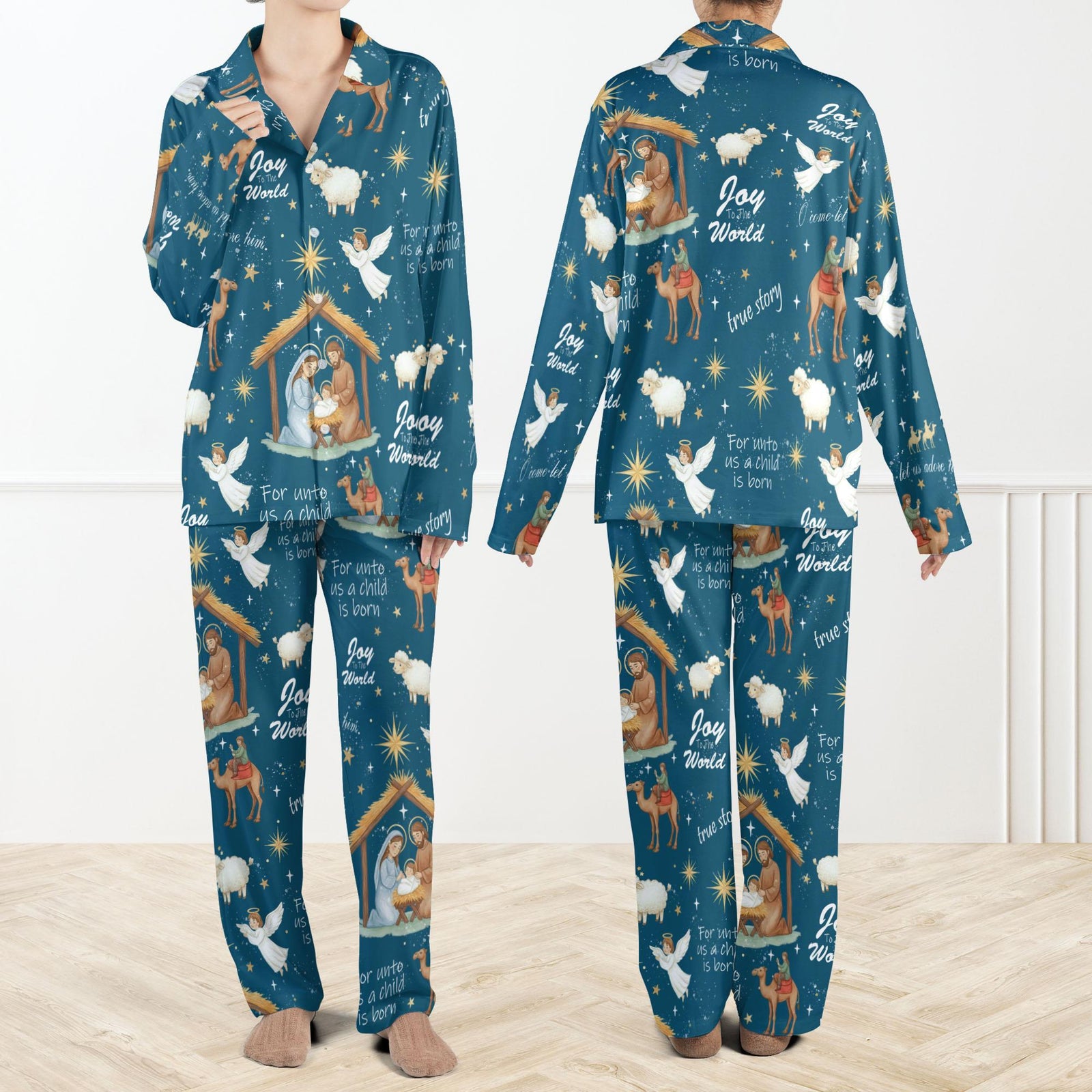 Nativity Christian Christmas Pajama Set Holy Family Sleepwear Christian Christmas Pjs Joy To The World Holiday Outfit 1762403213727.jpg