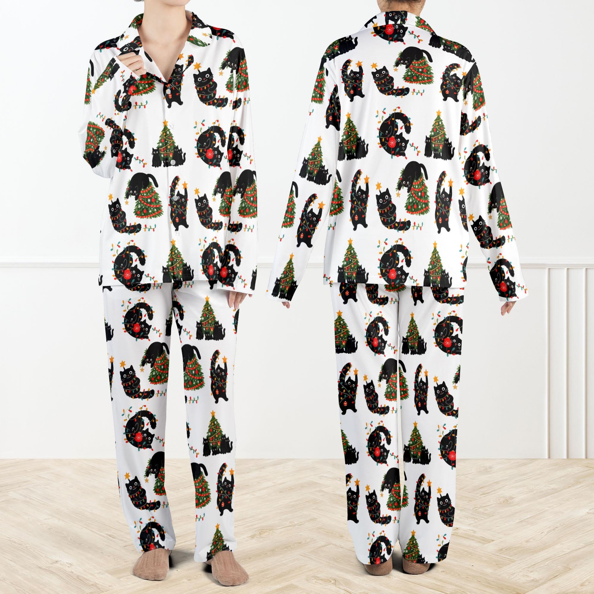 Christmas Black Cat Pajama Set For Women Cute Holiday Cat Pjs Christmas Tree Sleepwear Set Cozy Winter Lounge Outfit 1762403779475.jpg