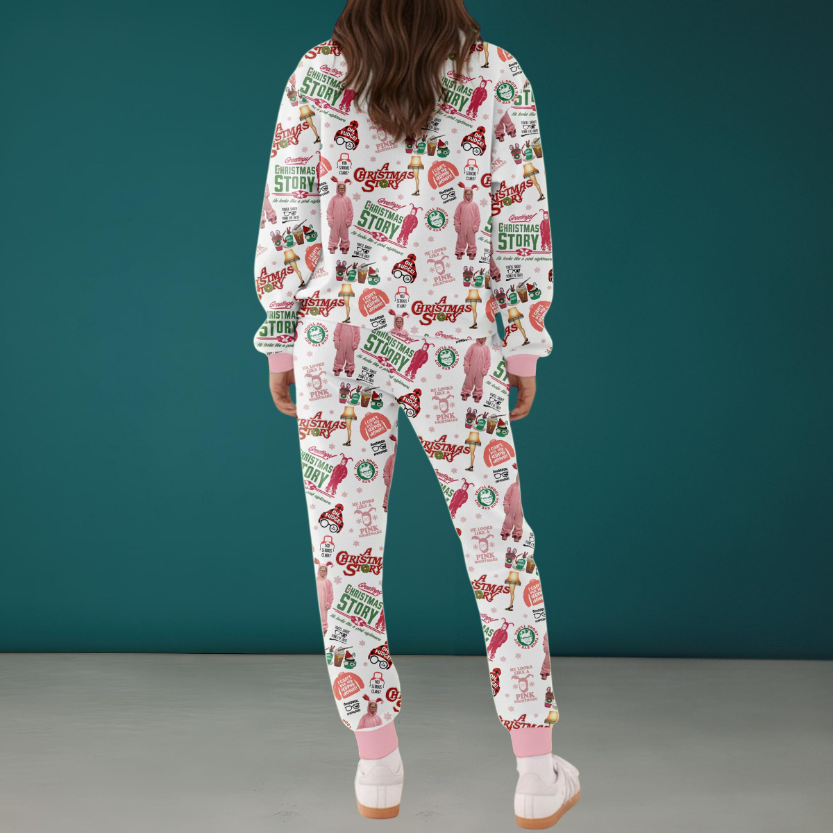 A Christmas Story Pajama Set Family Funny Pink Bunny Christmas Pjs Retro Holiday Sleepwear For Adults Festive Matching Family Gift 1762404159541.png