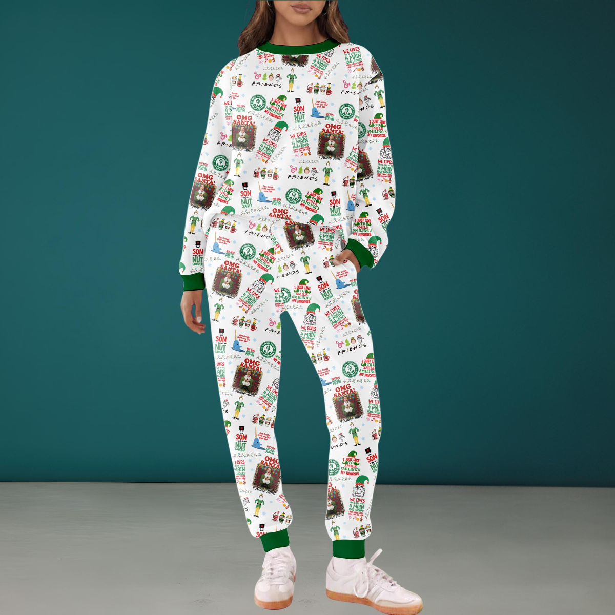 Funny Christmas Coffee Elf Pajamas Set Family Holiday Loungewear Outfit For Women Festive Quote Pajama Xmas Gift Idea 1762412011996.png