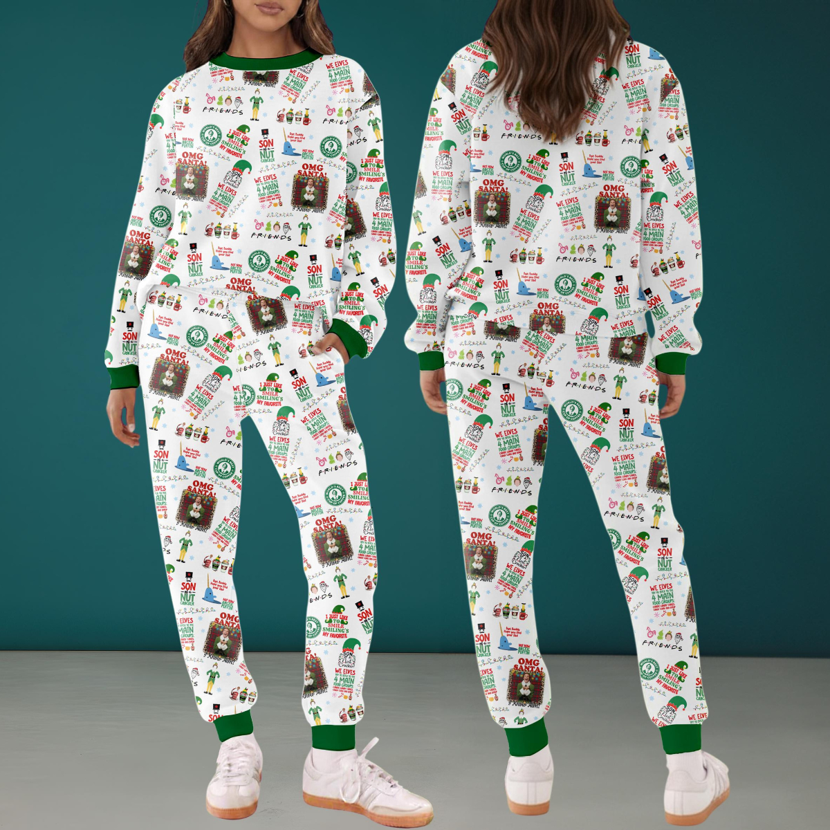 Funny Christmas Coffee Elf Pajamas Set Family Holiday Loungewear Outfit For Women Festive Quote Pajama Xmas Gift Idea 1762412012380.png