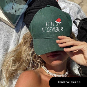 Embroidered Hello December Hat Vintage Christmas Dad Hat Santa Hat Embroidered Hat December Santa Baseball Cap Family Holiday Hat 1762413420839.jpg