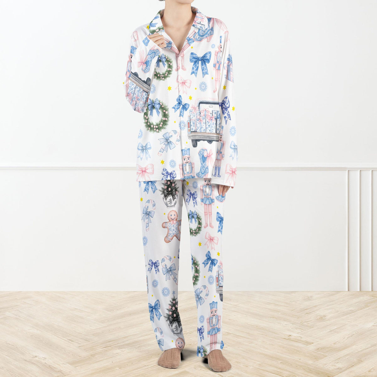 Coquette Chinoiserie Christmas Pajama Set For Women Nutcracker Christmas Pajamas Cute Gingerbread Xmas Pjs Cozy Winter Loungewear 1762413770359.jpg