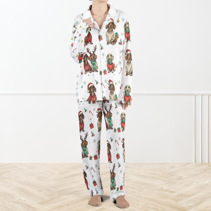 Christmas Holiday Dachshund Pajama Set For Women And Kids Cute Dachshund Holiday Pjs Santa Puppy Sleepwear Pet Lover Gift 1762414081696.jpg