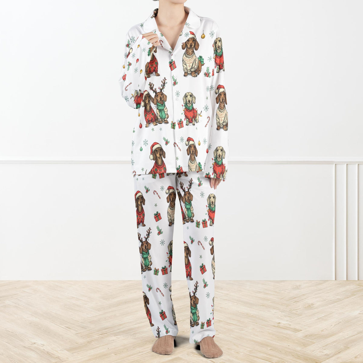 Christmas Holiday Dachshund Pajama Set For Women And Kids Cute Dachshund Holiday Pjs Santa Puppy Sleepwear Pet Lover Gift 1762414081696.jpg