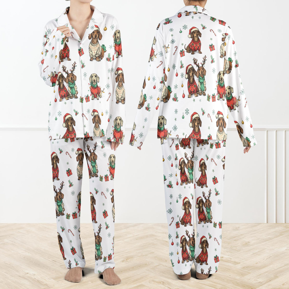 Christmas Holiday Dachshund Pajama Set For Women And Kids Cute Dachshund Holiday Pjs Santa Puppy Sleepwear Pet Lover Gift 1762414081943.jpg