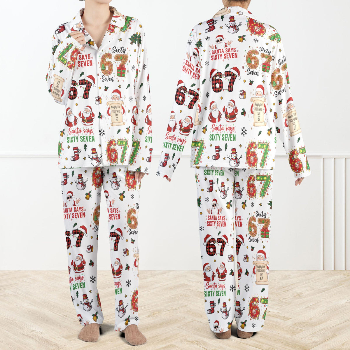 Six Seven Meme Christmas Pajama Set For Women And Kids Santa Says Six Seven Pajamas Six Seven Christmas Set 67 Hands Christmas Pjs 1762416889894.jpg