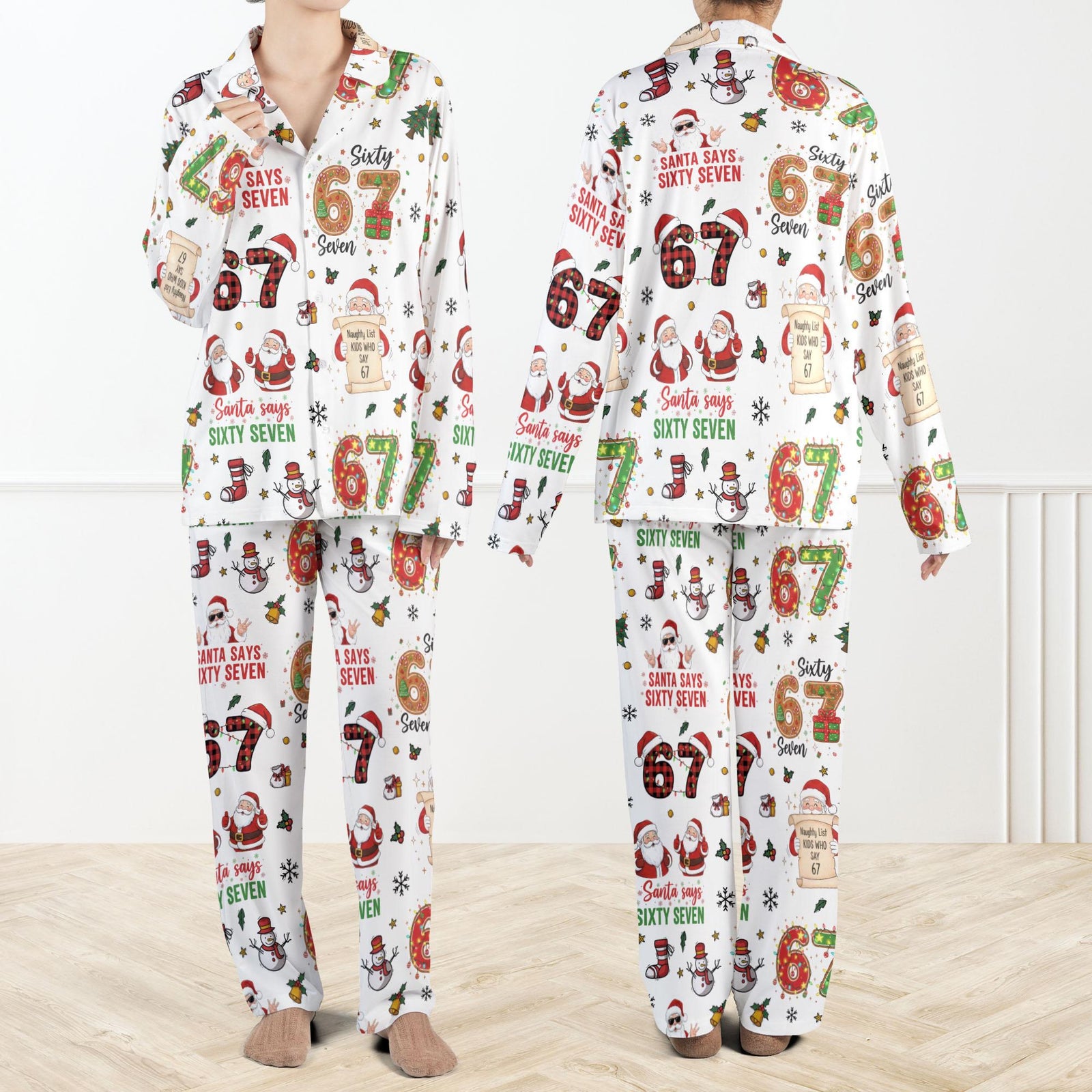 Six Seven Meme Christmas Pajama Set For Women And Kids Santa Says Six Seven Pajamas Six Seven Christmas Set 67 Hands Christmas Pjs 1762416889894.jpg