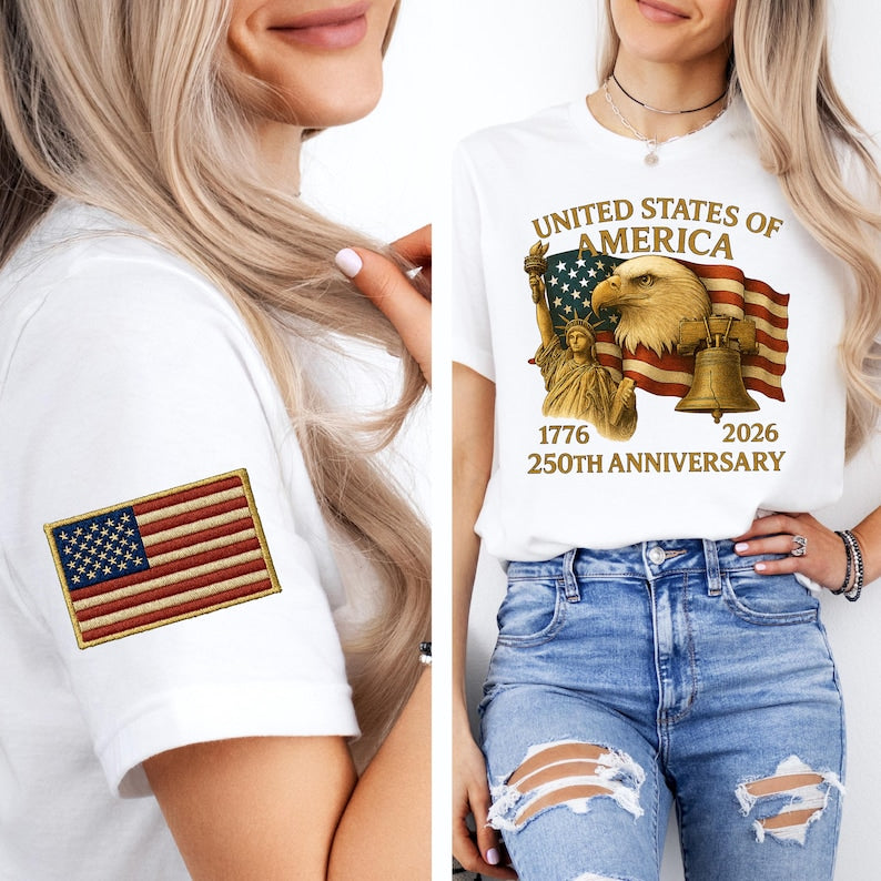 Eagle Liberty United States 250th Anniversary Embroidered Shirt Sweatshirt Hoodie 2026 Adjustable Patriotic Apprel With Bald Eagle For Veterans 1762420860342.jpg