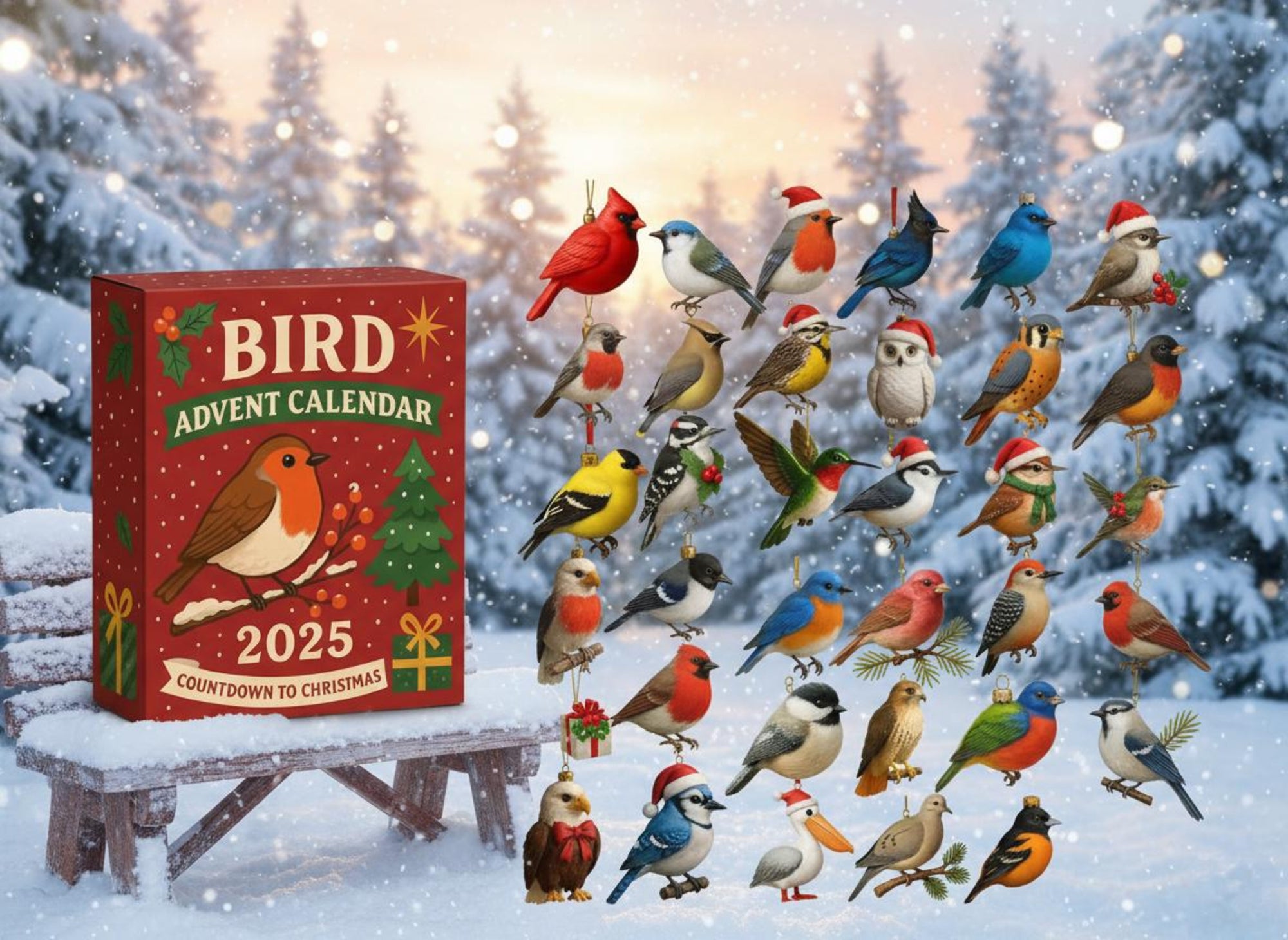 Bird Advent Calendar 2025 24 Mini Bird Ornaments For Christmas Countdown Holiday Gift For Nature Lovers  Woodland Decor Fans 1762568951201.jpg