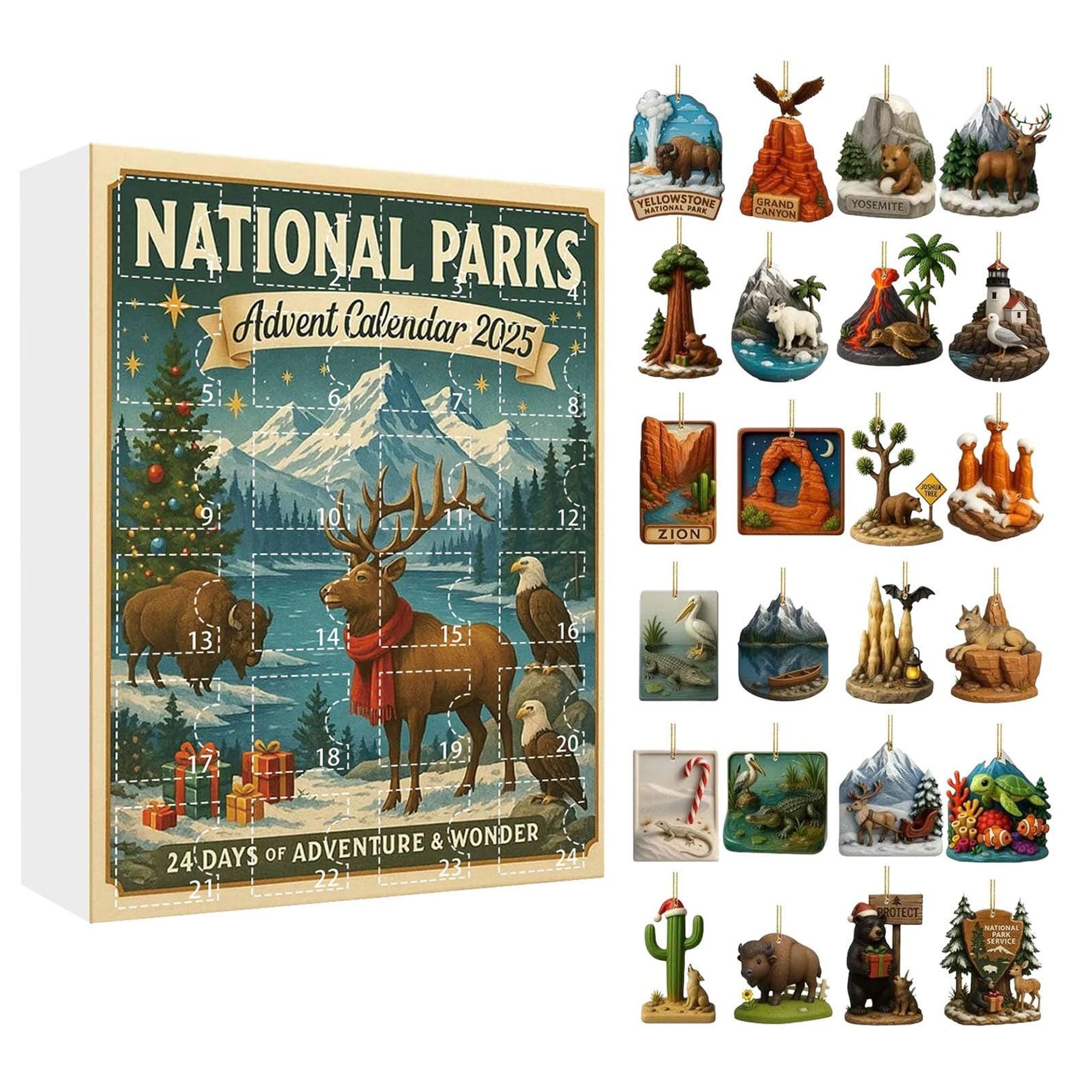 Personalized National Parks Advent Calendar 2025 Custom Hiker Gift Vintage Acrylic Ornaments Christmas Countdown Nature Lover Decor Gift 1762570681688.jpg