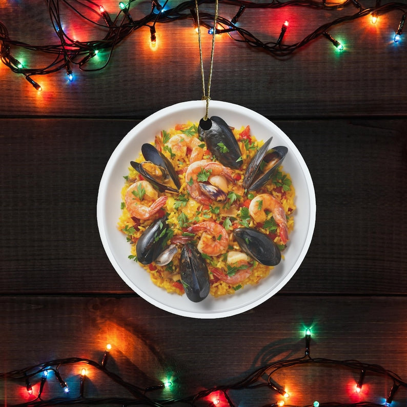 Paella Ornament Barcelona Foodie Gift Seafood Food Lover Gift Secret Santa Or White Elephant Ceramic Spanish Food Ornament For Cooks 1762742141714.jpg