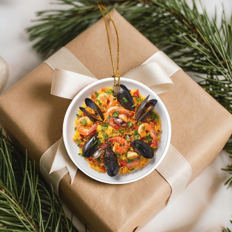Paella Ornament Barcelona Foodie Gift Seafood Food Lover Gift Secret Santa Or White Elephant Ceramic Spanish Food Ornament For Cooks 1762742141718.jpg