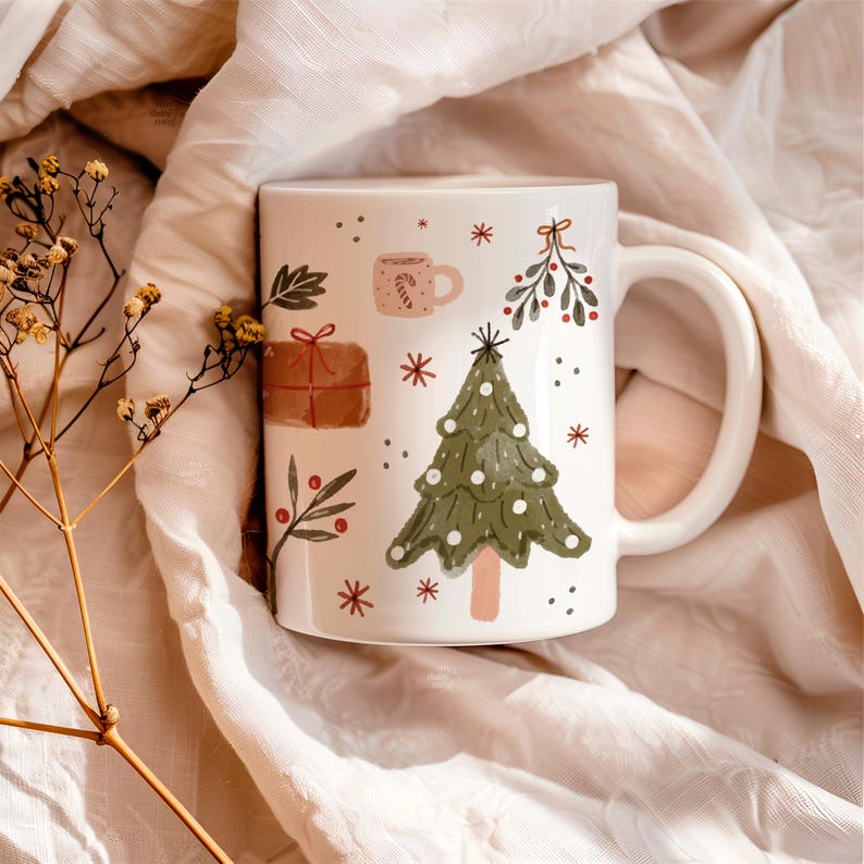 Cozy Christmas Mug With Watercolor Ornaments Perfect Gift Idea For Christmas Winter Mug For Holiday Santas Secret Gift For Her 1762829051900.jpg