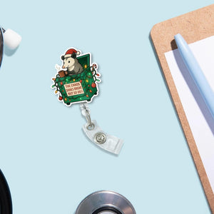 Possum Dumpster Fire Christmas Badge Reel   Dark Humor Nurse Gift 1762835375520.jpg