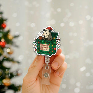Possum Dumpster Fire Christmas Badge Reel   Dark Humor Nurse Gift 1762835375772.jpg