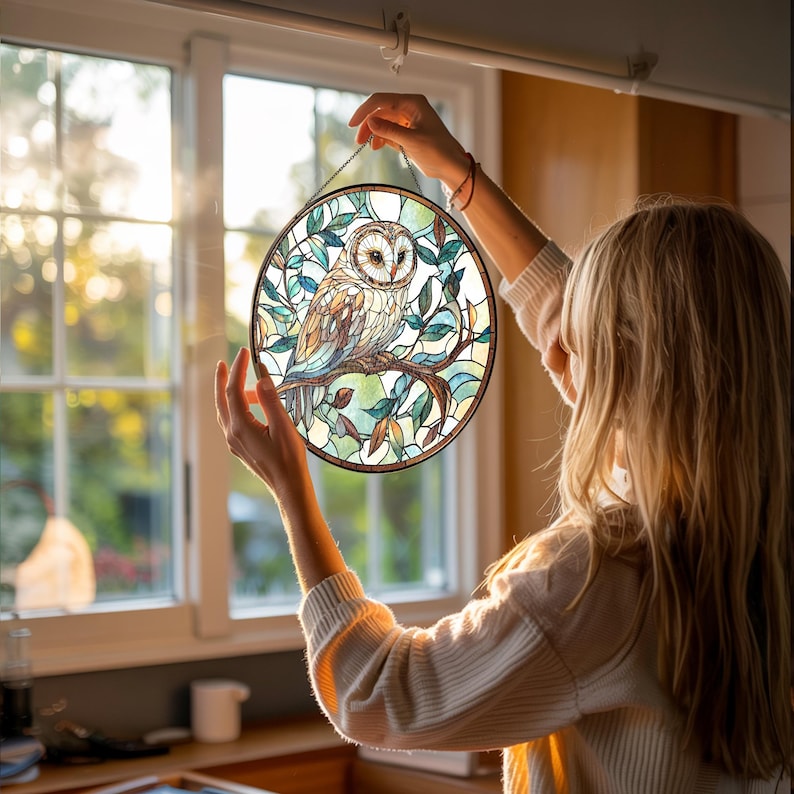 Owl Stained Glass Suncatcher Bird Window Hanging Decor 1762845048119.jpg