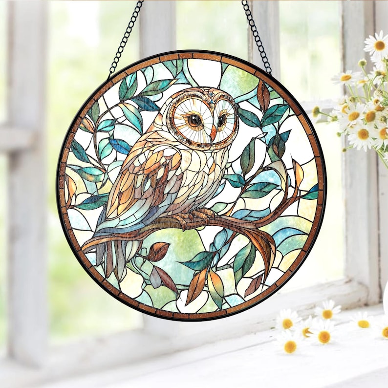 Owl Stained Glass Suncatcher Bird Window Hanging Decor 1762845048246.jpg
