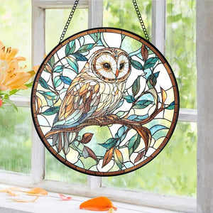 Owl Stained Glass Suncatcher Bird Window Hanging Decor 1762845048712.jpg