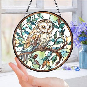 Owl Stained Glass Suncatcher Bird Window Hanging Decor 1762845048750.jpg