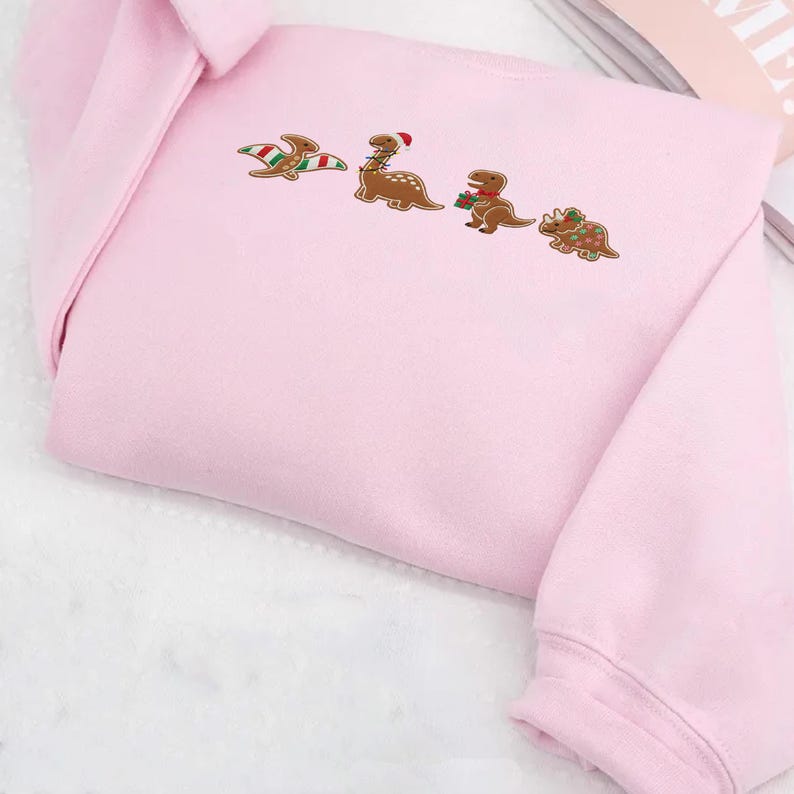 Christmas Dinosaur Embroidered Sweatshirt Cute Gingerbread Dino Shirt Holiday Embroidery Gift For Kids  Adults 1762848549160.jpg