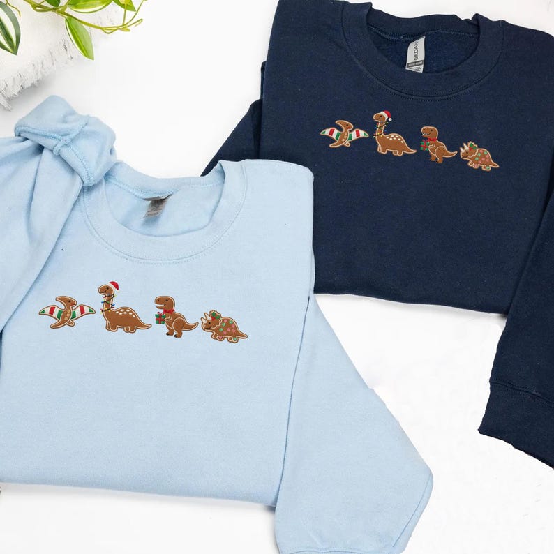 Christmas Dinosaur Embroidered Sweatshirt Cute Gingerbread Dino Shirt Holiday Embroidery Gift For Kids  Adults 1762848549276.jpg