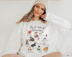 The 12 Cats Of Christmas Sweatshirtcute Christmas Cats Shirt Christmas Cat Mom Shirt Xmas Catscat Lover Christmas Sweatercat Owner Gift 1762848843017.jpg