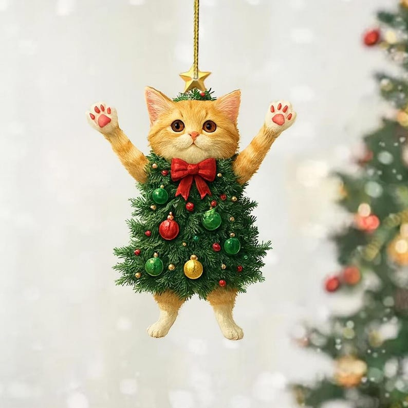 Whimsical Acrylic Cat Christmas Ornament Cute Cat Lover Tree Decoration Funny Holiday Pet Gift Christmas Cat Decor 1762850478572.png