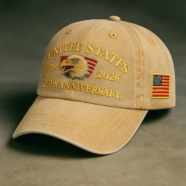 United States 250th Anniversary Dad Hat Embroidered Eagle  Flag Patch  Vintage Wash Strapback Patriotic Gift 1762914393304.jpg
