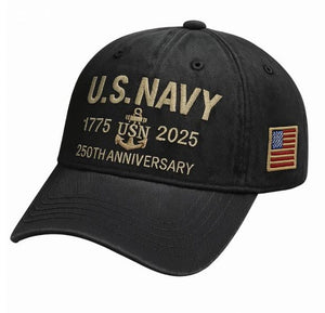 Navy Veteran 250th Anniversary Embroidered Trucker Hat Us Navy 1775 2025 Vintage Washed Cotton Cap 1762914507314.jpg