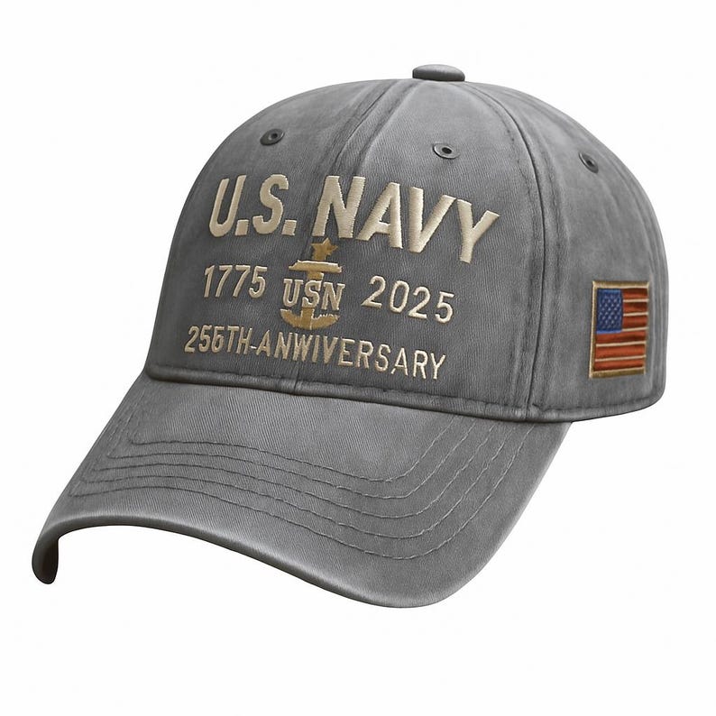 Navy Veteran 250th Anniversary Embroidered Trucker Hat Us Navy 1775 2025 Vintage Washed Cotton Cap 1762914507343.jpg