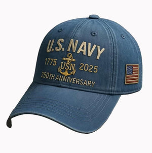 Navy Veteran 250th Anniversary Embroidered Trucker Hat Us Navy 1775 2025 Vintage Washed Cotton Cap 1762914507410.jpg