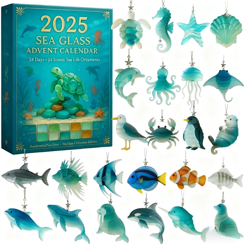 Sea Glass Advent Calendar 2025 24 Sea Animal Figurines Xmas Gift Set 1762919552153.jpg