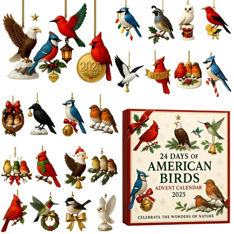 American Birds Advent Calendar 2025 24 Day Birds Figurines  Vintage Christmas Ornament Countdown 1762921946476.jpg