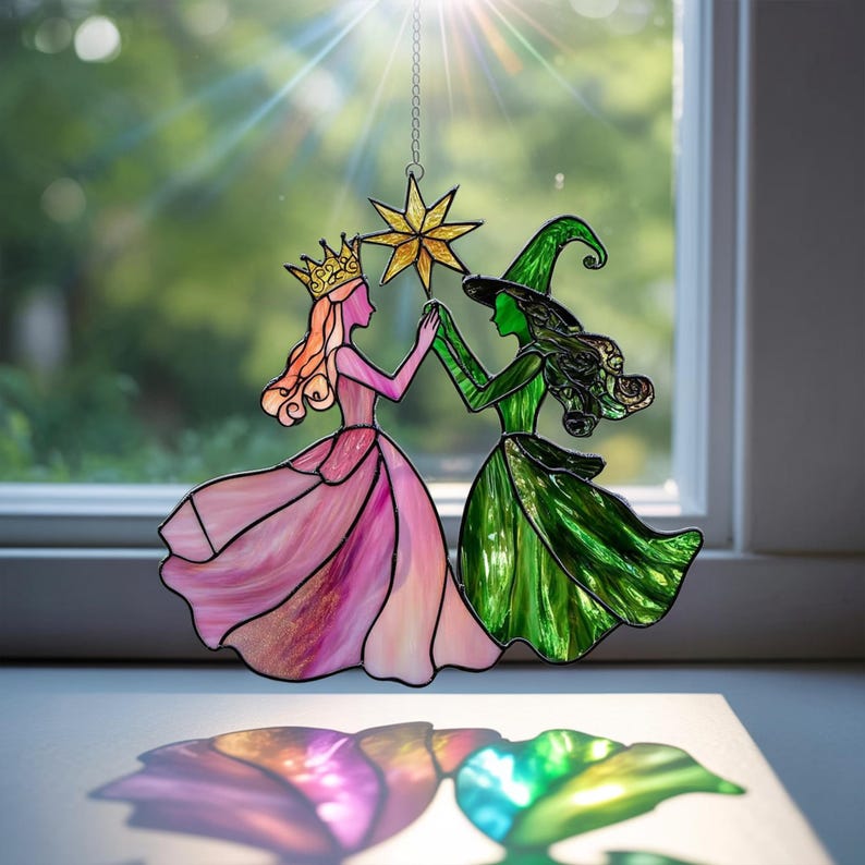 Elphaba And Glinda Suncatcher Wicked Musical Decor Stained Glass Witch Art Wizard Of Oz Gift Fantasy Window Decoration 1762935731968.jpg