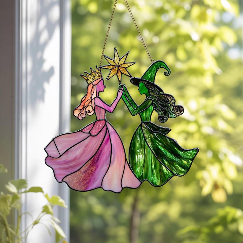 Elphaba And Glinda Suncatcher Wicked Musical Decor Stained Glass Witch Art Wizard Of Oz Gift Fantasy Window Decoration 1762935731980.jpg
