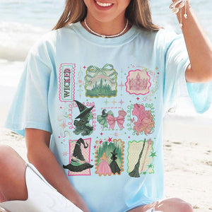 Retro Wicked Stamps Shirt Defying Gravity Tee Elphaba Glinda Wizard Musical Shirt Pink Green Broadway Tshirt 1762936070703.jpg