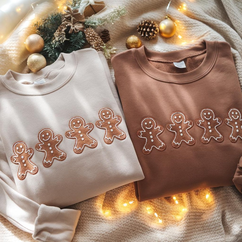 Embroidered Christmas Gingerbread Cookies Shirt  Festive Holiday Outfit Womens Xmas Graphic Tee Gingerbread Christmas Sweatshirt Crewneck 1762938524525.jpg