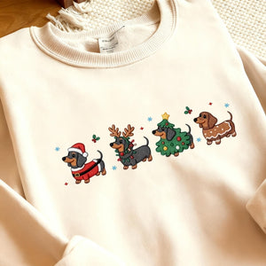 Embroidered Dachshund Christmas Sweatshirt Wiener Dog Holiday Shirt Dog Lover Gift Holiday Sweater Cute Christmas Dog Shirt 1762940050364.jpg
