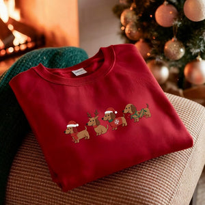 Embroidered Dachshund Christmas Sweatshirt Wiener Dog Holiday Shirt Dog Lover Gift Holiday Sweater Cute Christmas Dog Shirt 1762940186937.jpg