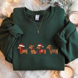 Embroidered Dachshund Christmas Sweatshirt Wiener Dog Holiday Shirt Dog Lover Gift Holiday Sweater Cute Christmas Dog Shirt 1762940186966.jpg