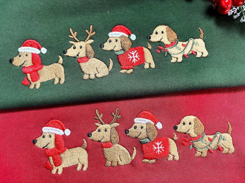 Embroidered Dachshund Christmas Sweatshirt Wiener Dog Holiday Shirt Dog Lover Gift Holiday Sweater Cute Christmas Dog Shirt 1762940187553.jpg