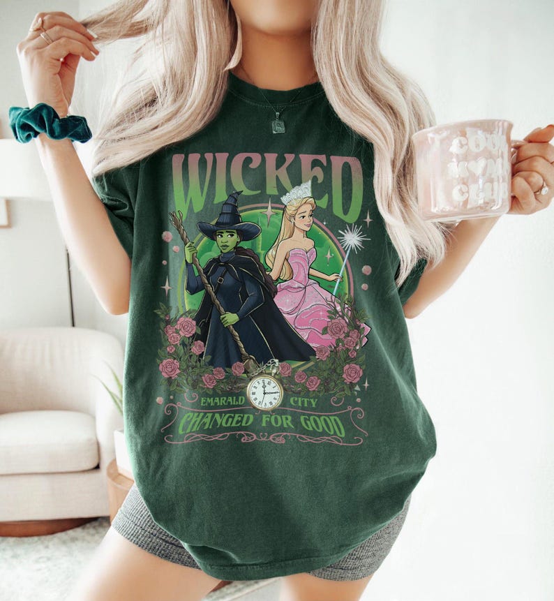 Vintage Wicked Changed For Good Comfort Colors Shirt Wizard Defying Gravity Shirt Pink And Green Musical Broomstick Magic Wand Tee 1763003509185.jpg