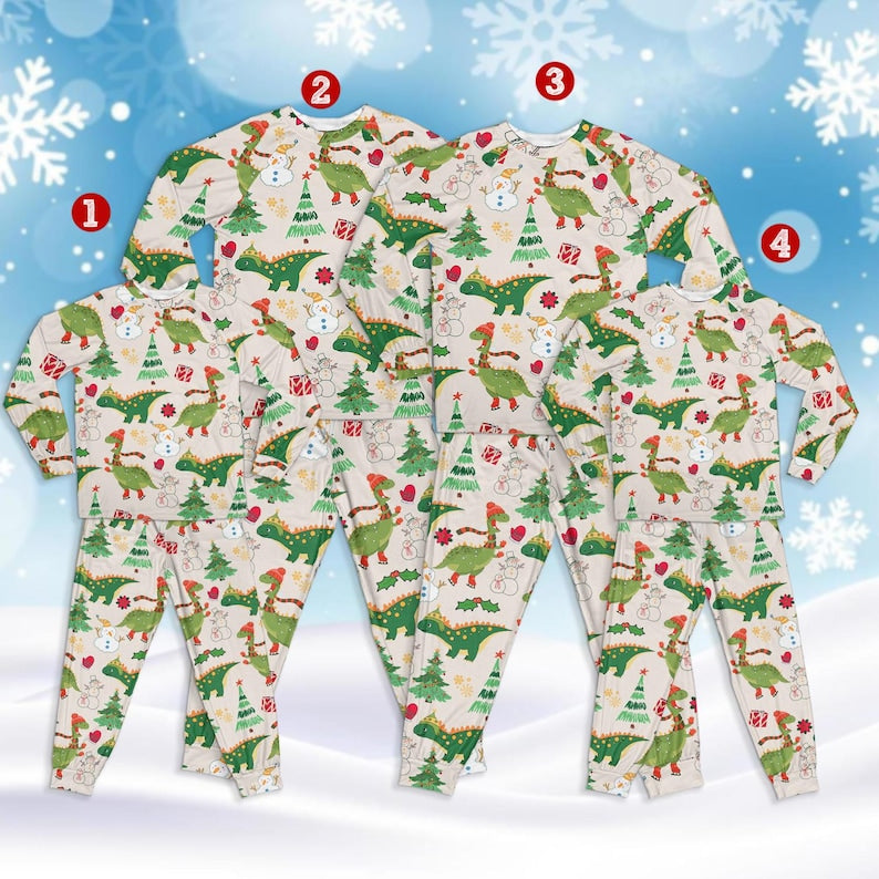 Christmas Santa Dinosaur  Snowmen Family Pajamas Set Funny Christmas T Rex Pajamas Christmas Gift For Family Matching Gift For Family 1763019163053.jpg