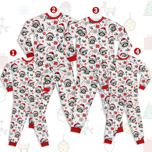 Christmas Raccoon Wearing Santa Hat Family Pajamas Set Cute Christmas Pajamas Christmas Gift For Family Matching Gift For Family 1763019276473.jpg