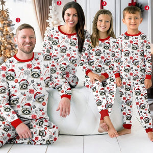 Christmas Raccoon Wearing Santa Hat Family Pajamas Set Cute Christmas Pajamas Christmas Gift For Family Matching Gift For Family 1763019276577.jpg