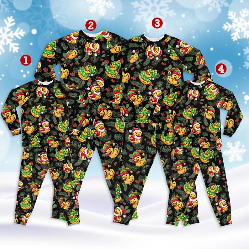 Christmas Duck Wearing Santa Hat Family Pajamas Set Cute Christmas Pajamas Christmas Gift For Family Matching Gift For Family 1763019481035.jpg