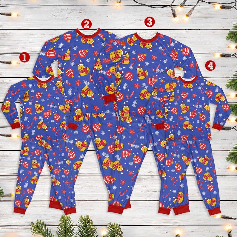 Christmas Duck Wearing Santa Hat Family Pajamas Set Cute Christmas Pajamas Christmas Gift For Family Matching Gift For Family 1763019613820.jpg